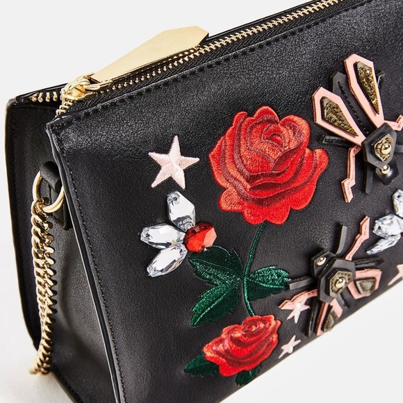 SOLD Zara Rose Embroidered Bag - Picture 1 of 6